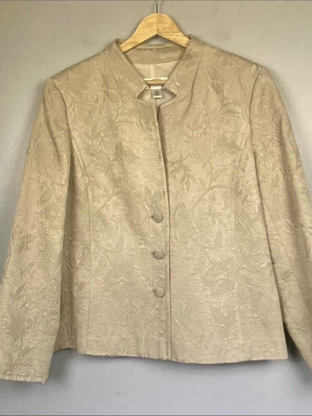 Talbots Cream Floral Jacquard Button Jacket